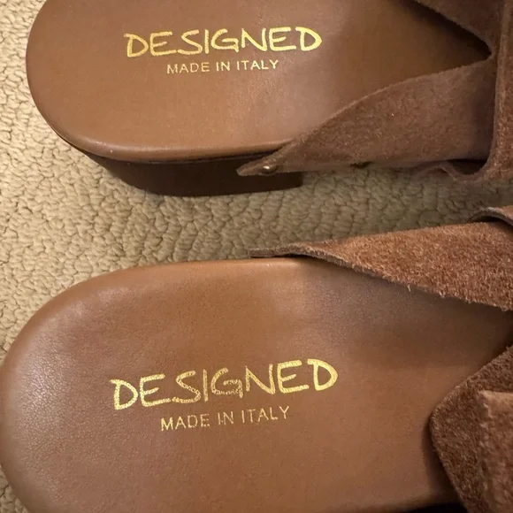 NWT DESIGNED made in Italy suede wood brown clogs - Picture 5 of 7